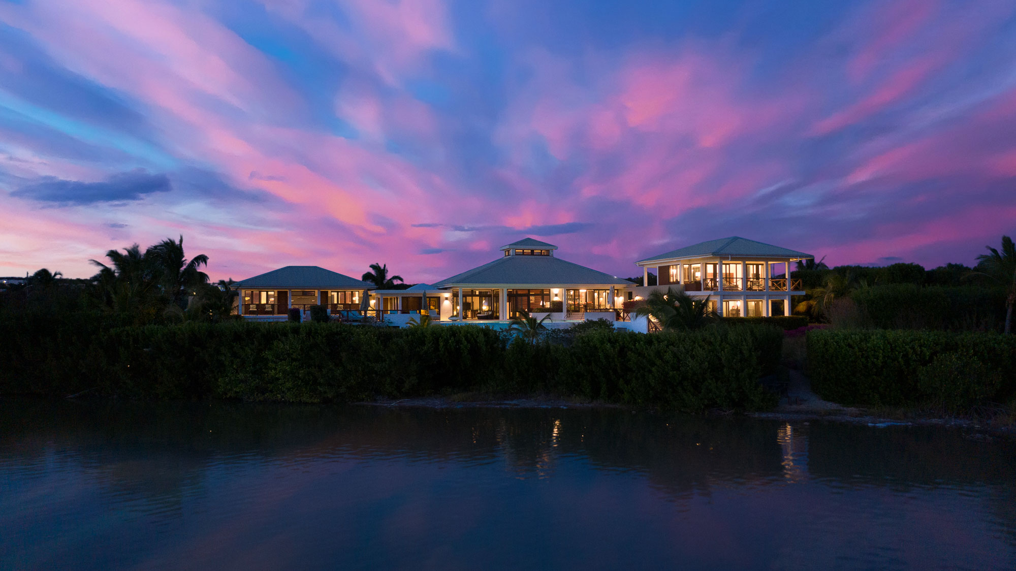 Seabird Villa aerial view over Rendezvous Bay
